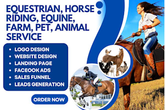 design equestrian website horse riding, equine, logo landing page farm pet leads