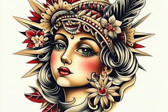 draw custom american traditional tattoo design