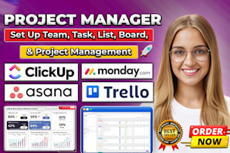 setup project, task, list, board, team management, on clickup, monday, asana