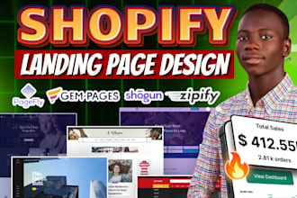 design shopify landing page product landing page home page sales page