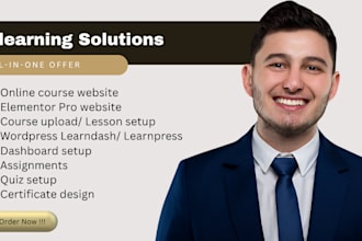 build wordpress learndash tutor lms online course upload elementor pro website