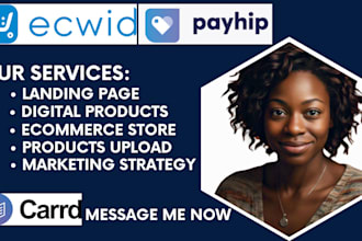 do payhip stan store carrd landing page website, ecommerce ecwid store design
