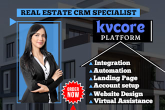 set up kv core, kvcore website, CRM pipedrive for real estate
