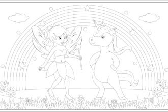 design children coloring book pages and draw cute characters