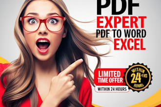 convert pdf to word, accurate pdf to excel within 24 hours, fast typing