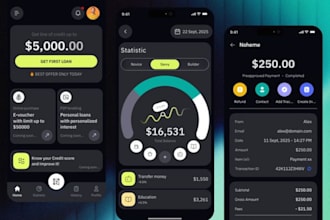 develop fintech app, payment, loan, banking app and websites for android and ios
