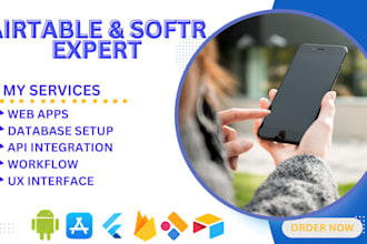 develop mobile apps using flutterflow, appsheet, airtable softr, adalo, glide