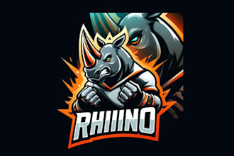 design outstanding rhino mascot logo yor your business