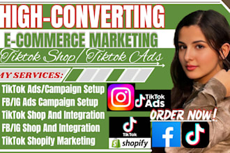 setup tiktok shop, shopify marketing, facebook, instagram shop, ads campaign