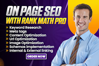 setup rank math plugin and on page SEO with 90 plus score