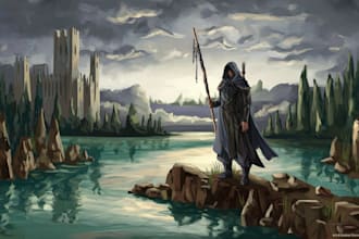 fantasy landscapes, character illustration, environment, digital painting