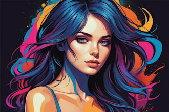 create a face into color vector art portrait