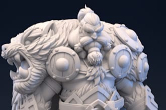 model a 3d character or animal in zbrush for 3d printing and render