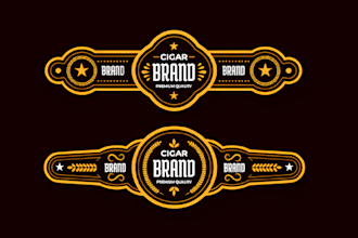 create unique cigar label band ring tube and box logo design for your company