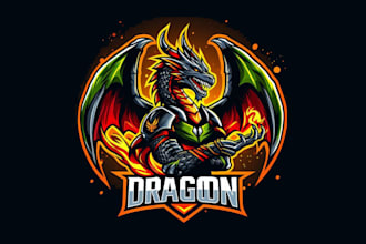 make an amazing dragon esport mascot logo in one day
