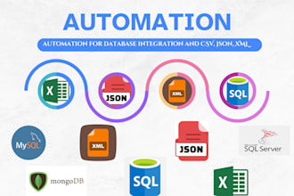 automate database and excel, CSV, json, XML tasks for mysql and sql server