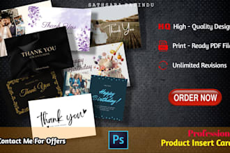 design product insert, thank you card