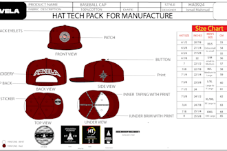 design a custom cap and hat tech pack