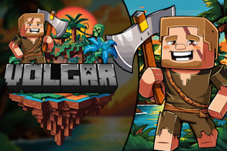 do aggressive minecraft server logo design and icon