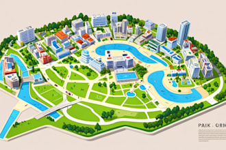 create vector map, city map, site map, event map in illustration