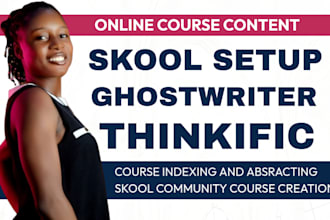 create online course content, skool course setup digital product book writing