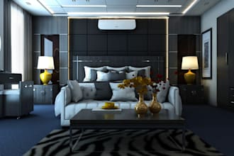 do 3d cgi living room, bedroom, kitchen with 3d rendering