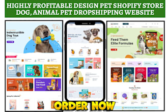 design dog pet shopify store dog cat animal pet  store pet dropshipping website