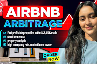 find str profitable properties in USA UK , airbnb arbitrage, short term rental