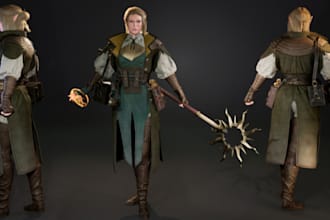model 3d realistic medieval character,ue5 supported file format,fbx,rig for use