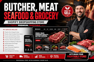 design butcher meat seafood and grocery shopify dropshipping store