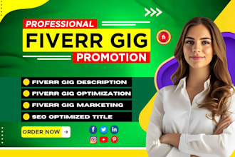 write SEO optimized fiverr gig description, fiverr gig title, gig image