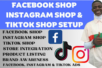 set up and manage instagram shop, tiktok shop, facebook shop