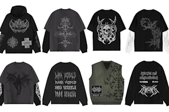 create dark grunge cybersigilism streetwear design