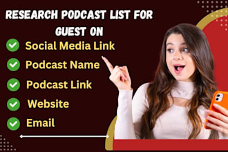 research and build podcast list to guest on