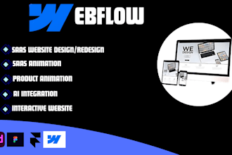 build webflow saas website, saas animation, product animation, ai integration