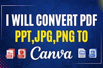 convert or redesign any PDF, ppt, png and jpeg to editable canva design