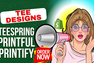 create bulk tshirt designs for printify, printful, teespring on shopify store