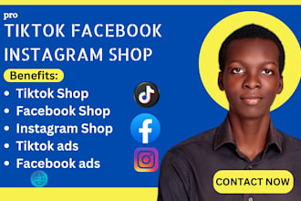 setup tiktok shop,  meta facebook shop, instagram shop, to boost shopify sales