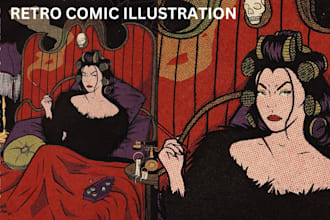 draw retro comic book page, nsfw retro, vintage comic illustration, pop art