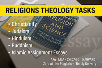 do essys on theology, christianity, judaism hinduism, and islamic assigned