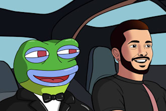 draw funny meme coin illustrations and crypto meme 2d animation