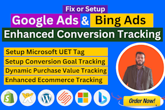 fix or setup microsoft bing ads uet tag and google ads conversion goal tracking