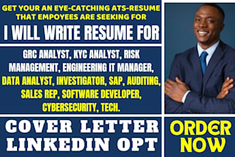 deliver resume for grc,QA,soc,kyc analyst, cybersecurity, engineering, and faang