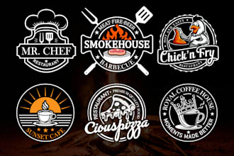 design BBQ, bar, bakery, bistro, restaurant, food, tea, café and coffee logo