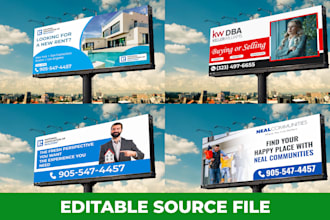 design billboard, vinyl banner, sandwich board, standy, real estate