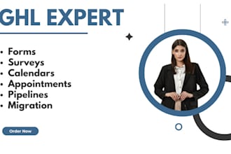 set up gohighlevel forms, survey, calandar, appointment, pipeline, migration