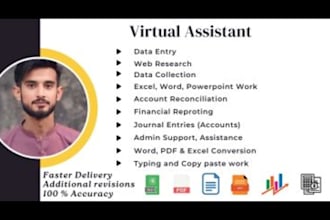 provide VA, accurate data entry, customer support services
