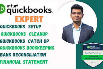 manage bookkeeping, setup, clean up, do bank reconciliation in quickbooks online