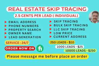 provide  real estate skip tracing and llc skip tracing