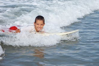 have my son surf a wave while saying your message
